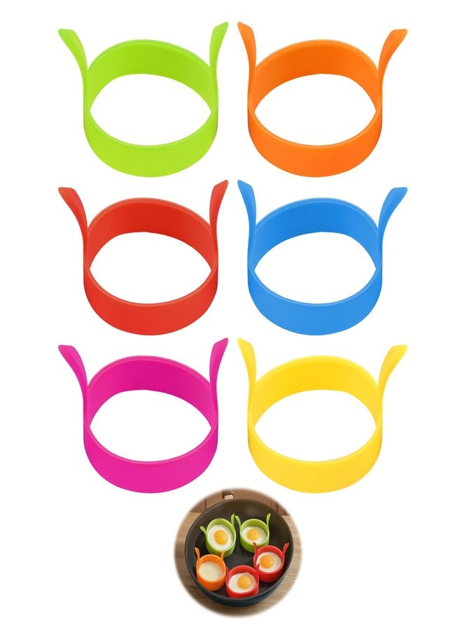 OMASUNB 6PCS Silicone Fried Egg Cooker Rings Set, Non Stick Fried Round Egg Cooker Ring Mold, Easy to Use&Clean Funny Kitchen Accessories Gadgets, Ideal for home cooks, making eggs for sandwiches, burgers - Image 1